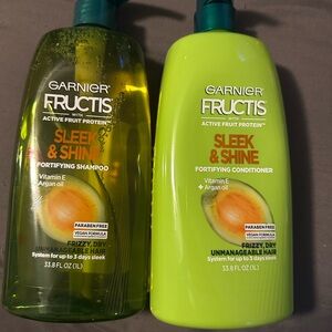 Garnier Fructis Sleek & Shine Shampoo and Conditioner - Yellow and Green